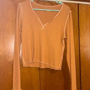 American Eagle Outfitters Women's Orange Long Sleeve Top